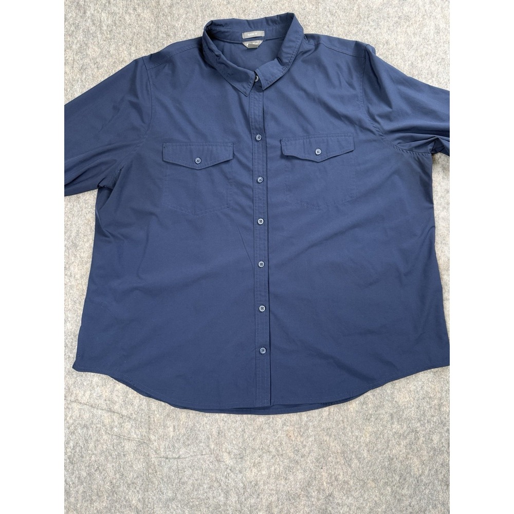 Eddie Bauer Womens XXL Navy Blue Classic Fit Long Sleeve Button Down Shirt